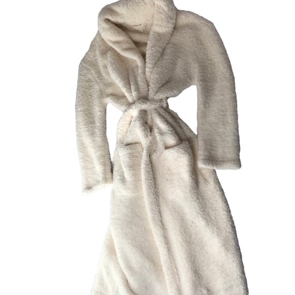 BAREFOOT DREAMS Bathrobe Robe Plush Cozy Chic Microfiber Plush Ivory Size 2 Med